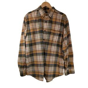 Pendleton Wayne Corduroy Plaid Shirt Mens XL Yellow Olive Green Button Up